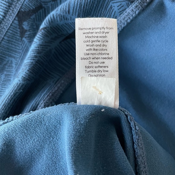 Athleta Women Topical Excursion Tight Blue Floral Size Small Ribbed Side Pockets - Picture 9 of 10